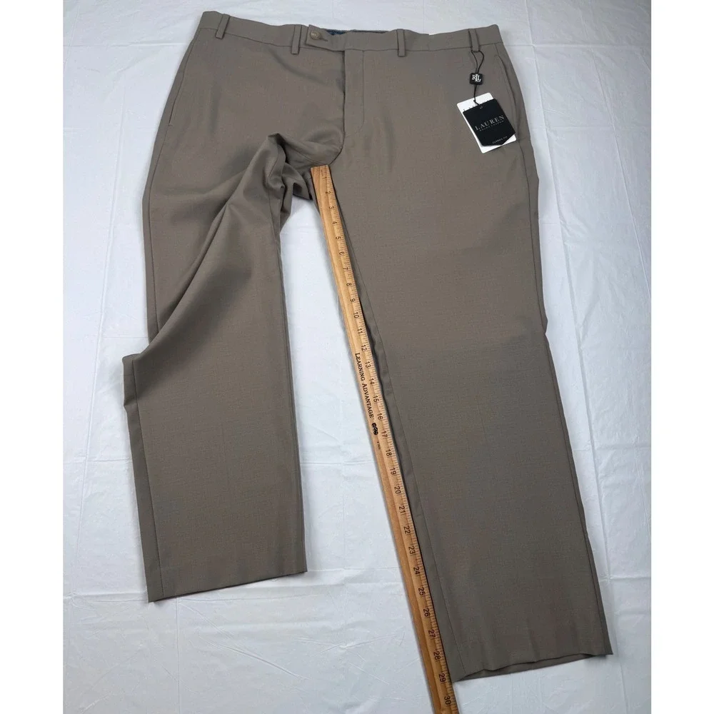 Lauren Ralph Lauren Mens 40x29 UltraFlex Classic Fit Wool Dress Pant Taupe Brown